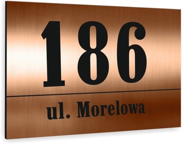 Tabliczka ADRESOWA ALUMINIOWA MIEDŹ NUMER DOMU 3D