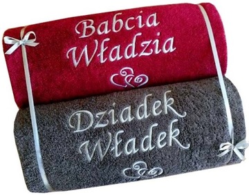 Prezent DZIEŃ BABCI I DZIADKA 2 ręczniki z NAPISEM