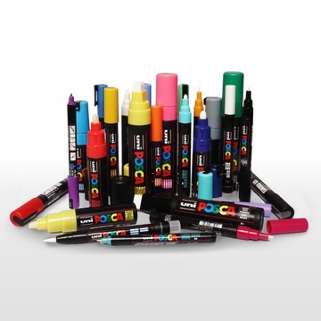Маркер Posca PC-5M с плакатной краской, набор 16 шт + фломастеры 12 шт в подарок