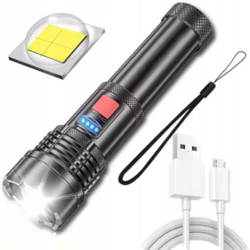 LATARKA TAKTYCZNA BARDZO MOCNA LED XHP90 ZOOM USB
