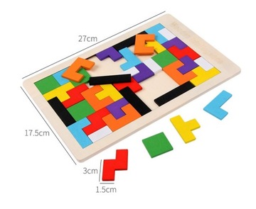 ТАНГРАМ МАГНИТНЫЕ БЛОКИ ДЕРЕВЯННАЯ ЛОГИЧЕСКАЯ ЗАГАДКА