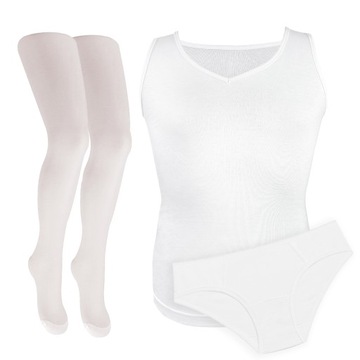 COMMUNION UNDERWHITE БЕЛЫЙ 140 ДЛЯ ДЕВОЧКИ ТРУСИКИ ФУТБОЛКА КОЛГОТКИ ALBA