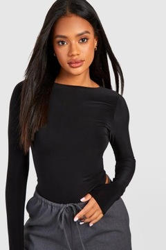 G839 CZARNE GŁADKIE BODY DOPASOWANE BOOHOO XXL