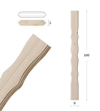 Sztachety drewniane 100CM W5 różne wzory, SUCHE, świerk, balkon, płot taras