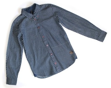 NEXT LEVEL 152 158 NIEBIESKA BAWEŁNIANA KOSZULA JEANSOWA W KROPKI CASUAL
