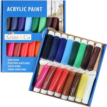 FARBY AKRYLOWE ZESTAW FARBA AKRYL KOMPLET 16x36ml