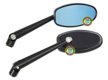 Lusterka Motocyklowe CNC Eliptyczne Uniwersalne Czarne + Śruby M8 M10