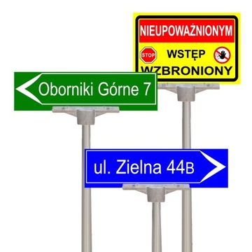 Tabliczka Znak Dwustronny Strzałka Adres Uchwyt