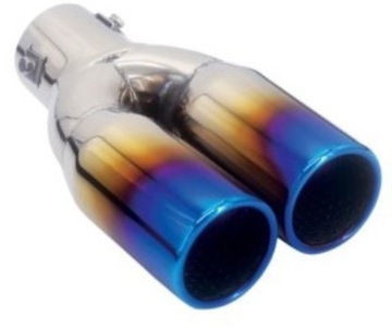 KOŃCÓWKA WYDECHU PODWÓJNA OPALANA NEO-CHROME TĘCZOWA DYFUZOR 2x 63mm