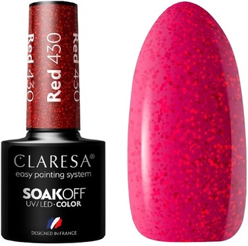 LAKIER HYBRYDOWY RED 430 -5g CLARESA Z drobinkami