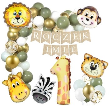 Balony ŁUK zwierzątka ZOO SAFARI ROCZEK + imię