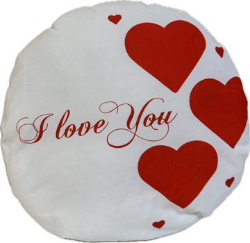 Poduszka Dekoracyjna Okrągła I Love You Na Prezent Biała Dla Zakochanych