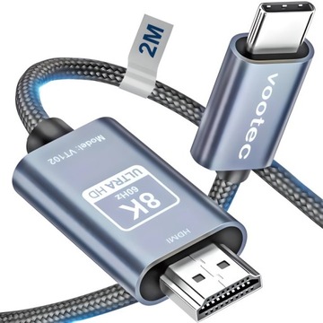 Adapter Kabel Przejściówka USB C HDMI 2.1 8K 60 Hz 4K 144 Hz Mac Macbook