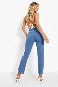 Boohoo niebieskie jeansy damskie podwyższony 34