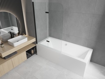 MEXEN 2-створчатая ширма для ванны 100 см, ЧЕРНАЯ