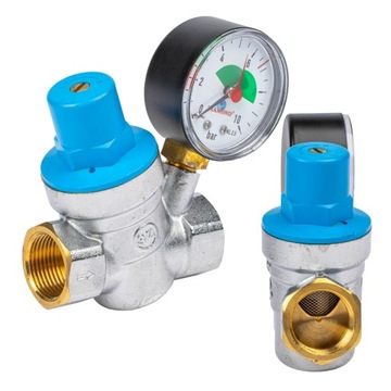 REDUKTOR REGULATOR CIŚNIENIA WODY Z MANOMETREM FI 3/4 CALA GW DN20 MOSIĘŻNY