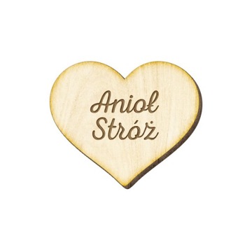 Scrapki drewniane serduszko serce napis Anioł Stróż komunia chrzest 10szt