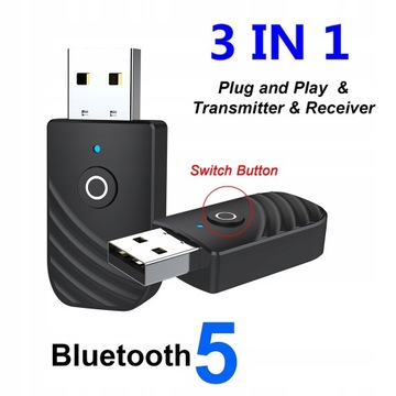 Адаптер аудиопередатчика 3 в 1 USB 5.0 для автомобиля