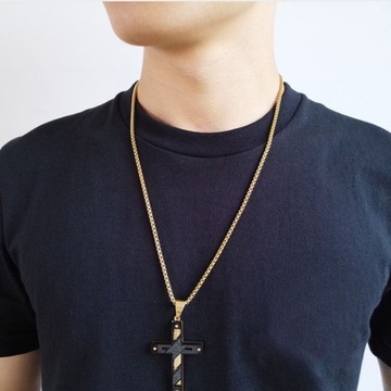 БОЛЬШОЙ ЧЕРНО-ЗОЛОТОЙ МОЛИТВЕННЫЙ КРЕСТ ИЗ СТАЛИ 316L ПОДАРОК