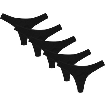 5x Bawełniane czarne stringi, OEKO-TEX M