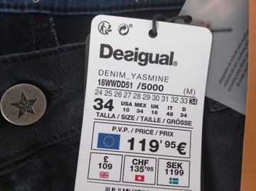 Desigual spodnie exotic jeans efekt woskowanych 34