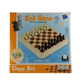 SZACHY CHIŃCZYK LUDO 2 w 1 ZESTAW METALOWY SOLIDNY
