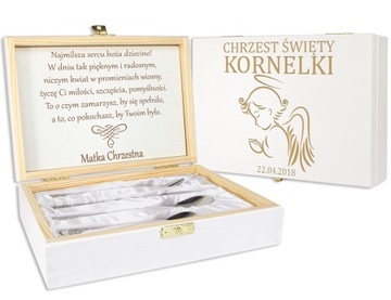 СТОЛОВЫЕ ПРИБОРЫ ДЛЯ РЕБЕНКА В КОРОБКЕ, ПОДАРОК ​​НА КРЕЩЕНИЕ