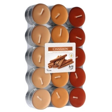 BISPOL AURA Podgrzewacze zapachowe tealight CYNAMON, ~4h 30 sztuk