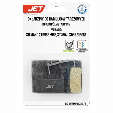 Okładziny półmetaliczne klocki JET do hamulców XTR965/966,XT765/LX585/Deore