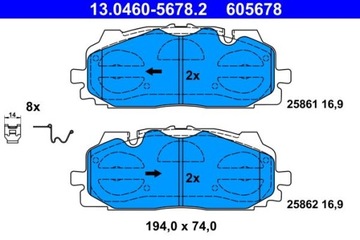 ТОРМОЗНЫЕ КОЛОДКИ ПЕРЕДНИЕ 13.0460-5678.2 ATE AUDI