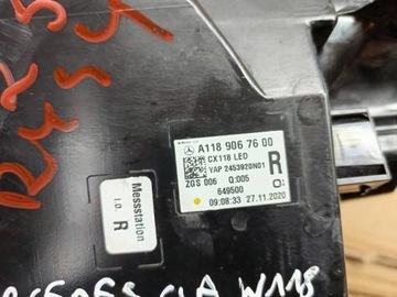 M25 MERCEDES CLA W118 SVĚTLO PRAVÝ ZADNÍ LED W BLATNÍK A1189067600