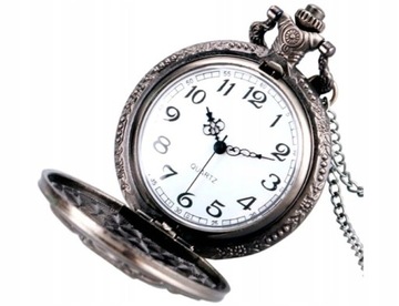 Zegarek Srebrny Męski kieszonkowy steampunk dewizka dziki gon Witcher Wilk