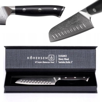 NÓŻ SANTOKU KOHERSEN ELEGANCE EBONY WOOD 12,7cm STAL DAMASCEŃSKA