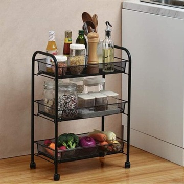 Мобильная полка Halsen, 3 уровня, черный