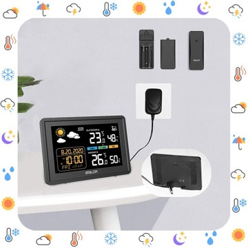 БЕСПРОВОДНАЯ ПОГОДНАЯ СТАНЦИЯ ГИГРОМЕТР НАРУЖНЫЙ ТЕРМОМЕТР ДАТЧИК ПОГОДЫ