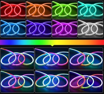 СВЕТОДИОДНАЯ ЛЕНТА 5M NEON 5050 RGBIC ПРИЛОЖЕНИЕ BLUETOOTH УДАЛЕННЫЙ НАБОР RAINBOW 60LED/M