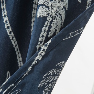 Вышитые оконные шторы для кухни Синий_90х90см