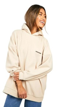 BOOHOO DSGN STUDIO POLAROWA BLUZA DAMSKA OVERSIZE Z KAPTUREM BEŻOWA XS 34