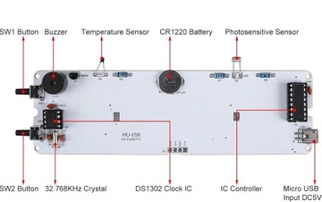 Mega zegar LED RGB Cyfry 3,5cm obudowa Fioletowa diody multikolor