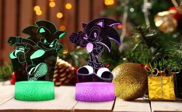 Lampka nocna LED 3D SONIC hologram 2xpanele ŚWIATŁO LED DEKORACJA USB PILOT