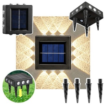 KINKIET SOLARNY LED 360° 12LED 3500K Ozdobny Wbijany w Ziemie lub na Ścianę