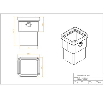 МУФТА для трубы 70х80 Муфта ПВХ с прокладкой и клеем GALECO ПВХ графит 7021