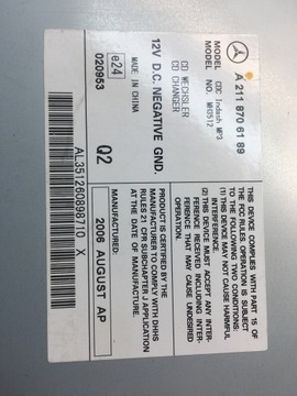CD-ЧЕЙНДЖЕР MERCEDES A2118706189