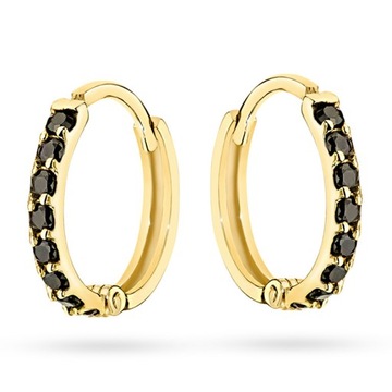 ZŁOTE KOLCZYKI 333 PRZECINKI KÓŁKA z CYRKONIAMI 8k