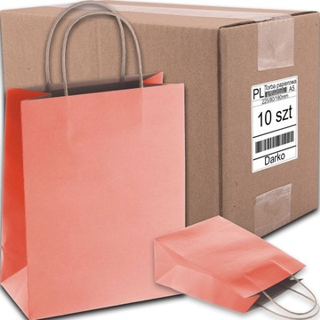 TORBA PAPIEROWA CZERWONA A5 225/80/180 10 SZT TOREBKA EKO NA PREZENT