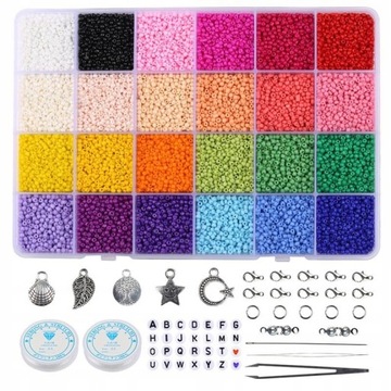 2mm Glass Seed Beads Box Set With Tools Alphabet