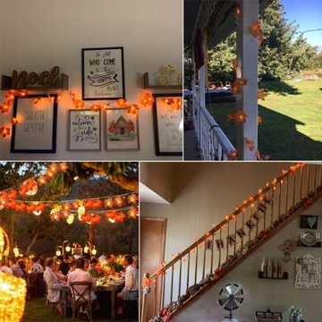 СВЕТОВЫЕ ГИРЛАНДЫ 20LED КЛЕНОВЫЕ ЛИСТЬЯ 3M ОСЕННИЕ УКРАШЕНИЯ ДЛЯ ХЭЛЛОУИНА