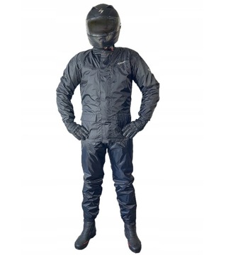 RIDA Kombinezon Przeciwdeszczowy Deszczak Motocyklowy Męski Czarny r. 4XL