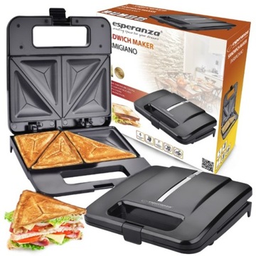 TOSTER OPIEKACZ DO KANAPEK TOSTÓW SANDWICH MOCNY DUŻA MOC 1000 W GRZANKI