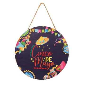 Мексиканская фиеста деревянная вывеска, висящая на входной двери Синко де Майо, стиль B